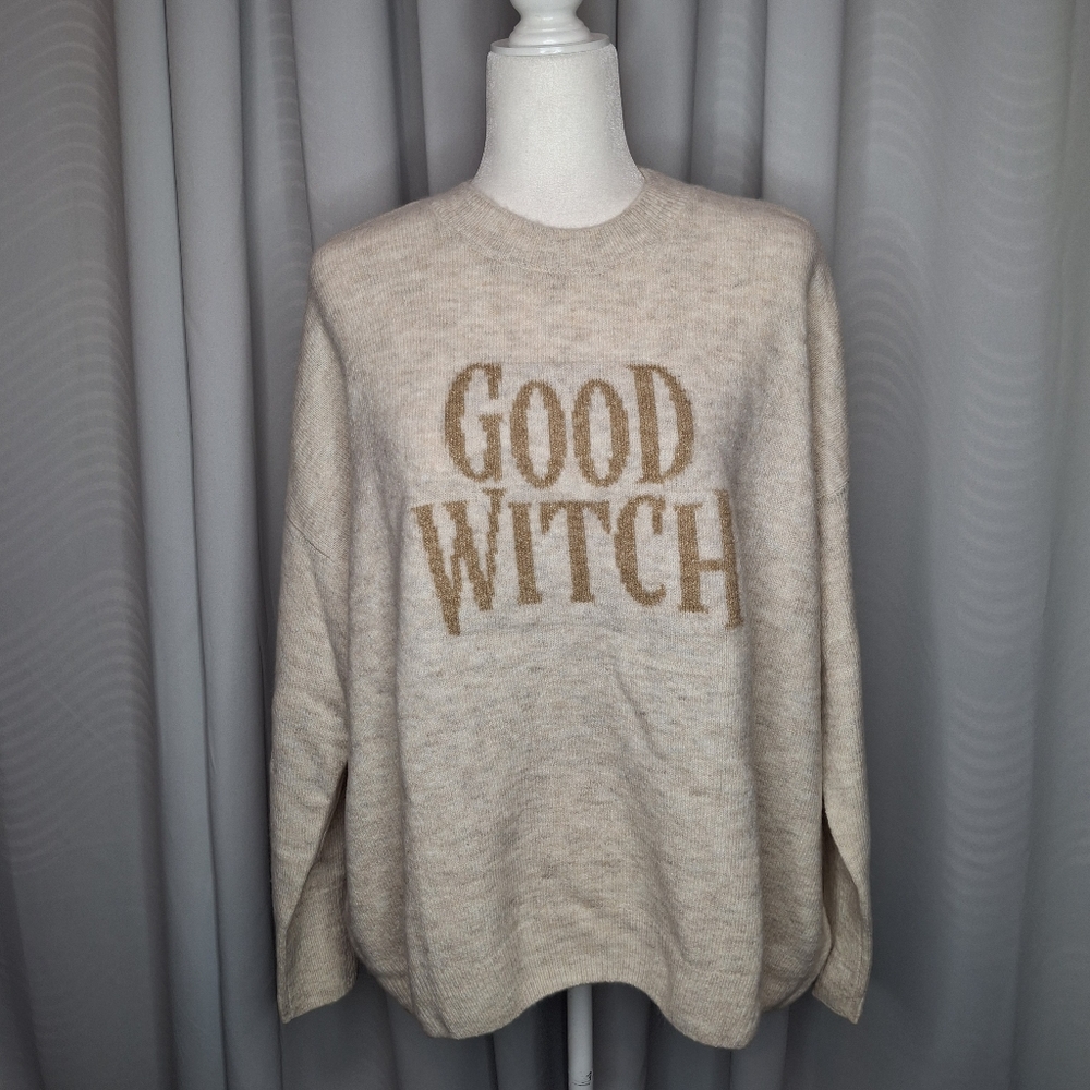 Women’s Vince Camuto Halloween Good Witch Sweater Cream/Tan Size L NWT
